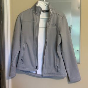 Gray fleece North Face jacket